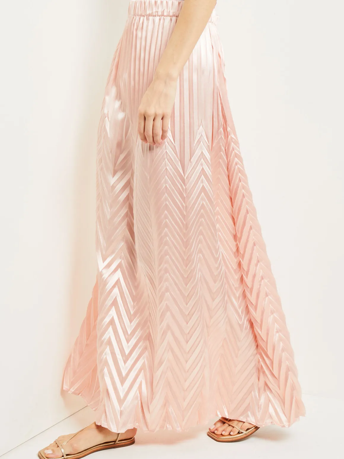 Maxi A-Line Skirt - Chevron Textured Crepe de Chine