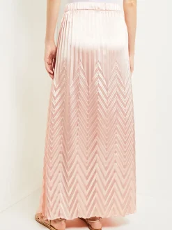 Maxi A-Line Skirt - Chevron Textured Crepe de Chine