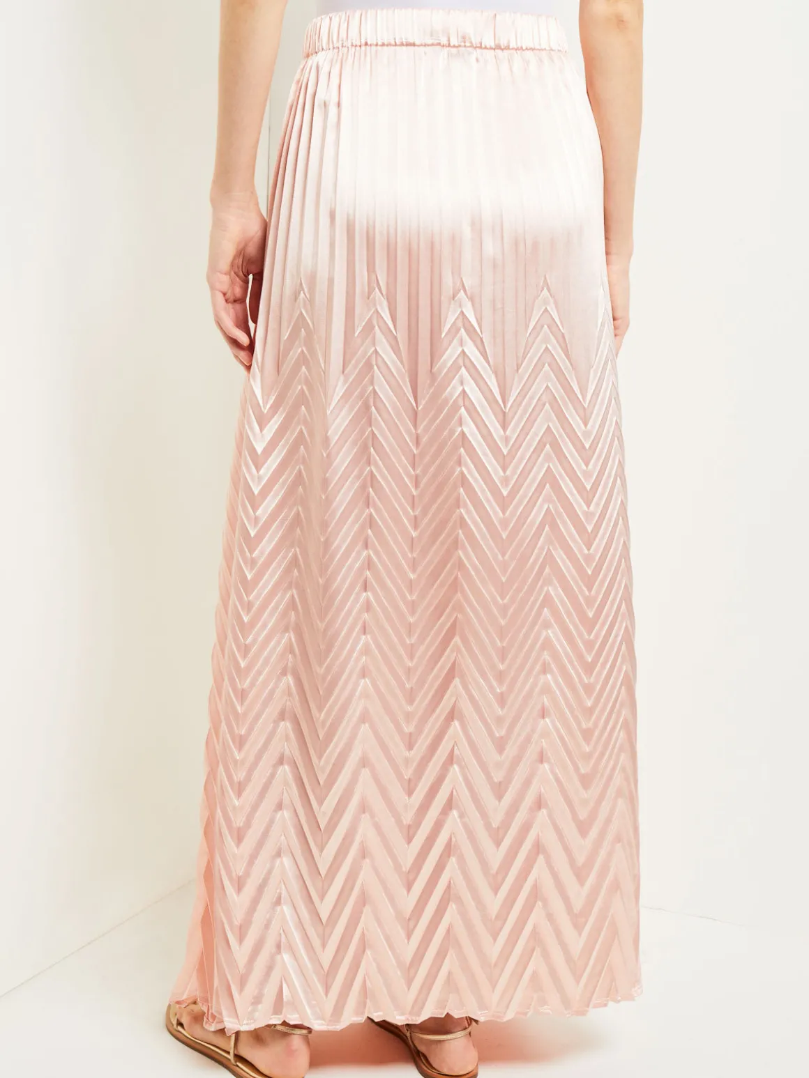 Maxi A-Line Skirt - Chevron Textured Crepe de Chine