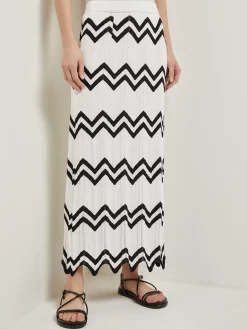 Maxi Pencil Skirt - Contrast Chevron Pointelle Soft Knit