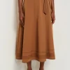 Maxi Wrap Skirt - Contrast Stitch Woven Twill