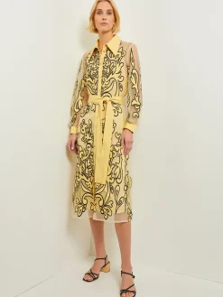 Midi Applique Shirtdress - Sheer Woven