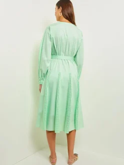 Midi Drop Waist Dress - Pointelle Stripe Mixed Media