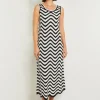 Midi Sheath Dress - Chevron Hem Intarsia Knit