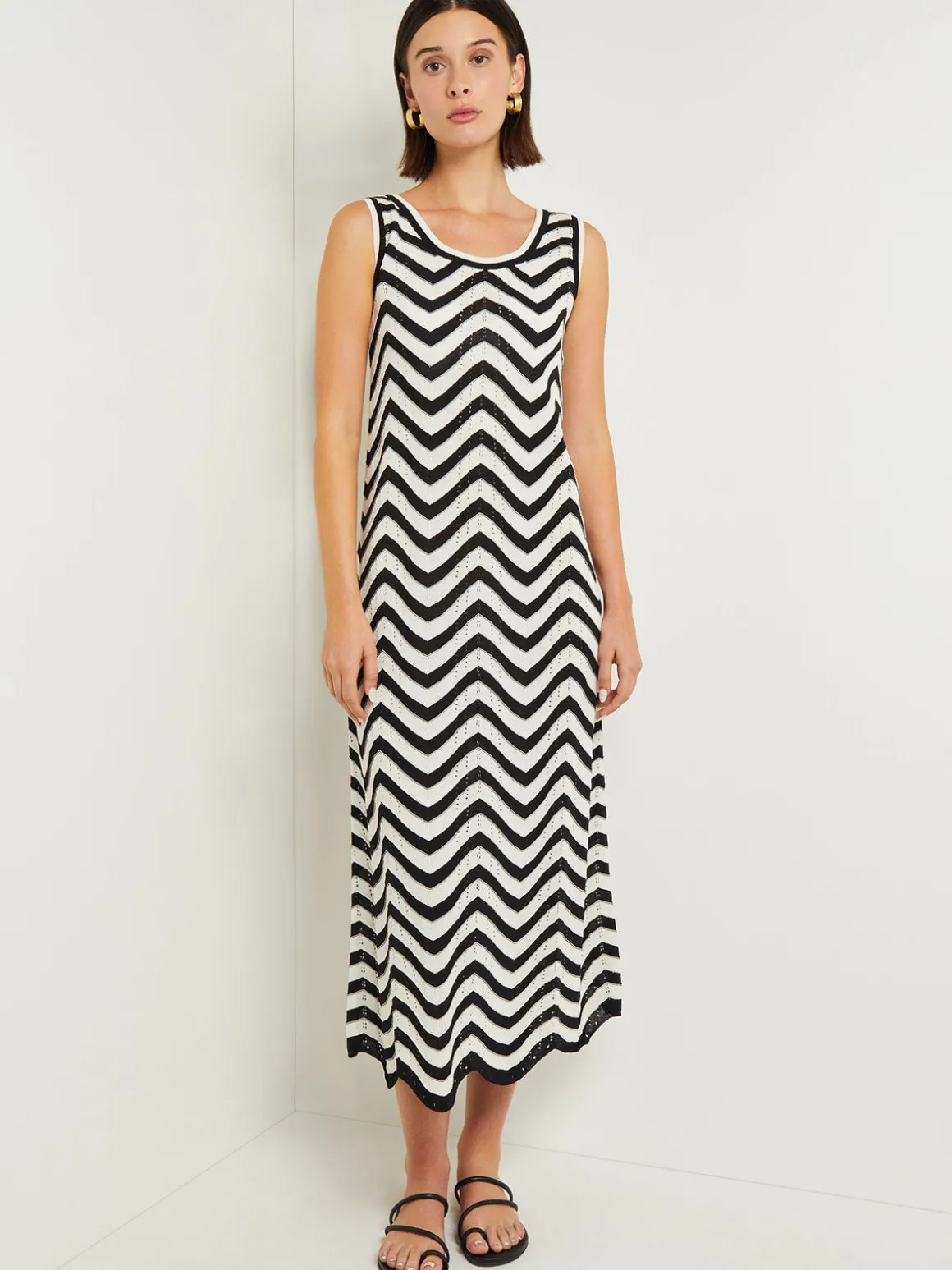 Midi Sheath Dress - Chevron Hem Intarsia Knit