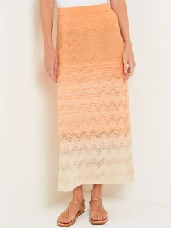 Midi Straight Skirt - Ombre Pointelle Soft Knit