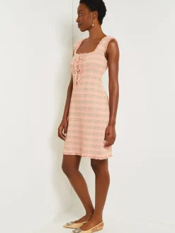 Mini A-Line Dress - Fringe Trim Tweed Knit