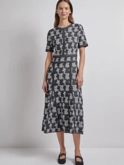 Modern Fit & Flare Intarsia Knit Dress