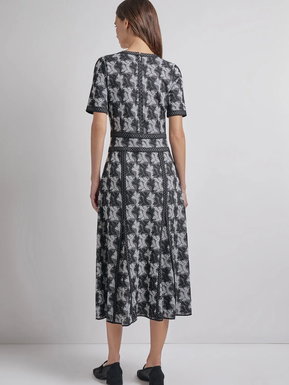 Modern Fit & Flare Intarsia Knit Dress
