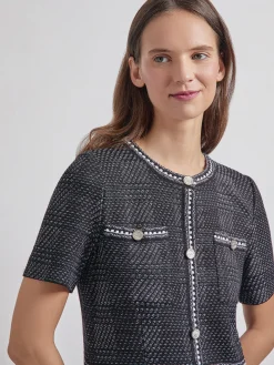 Modern Fit Bold Plaid Tweed Knit Sheath Dress