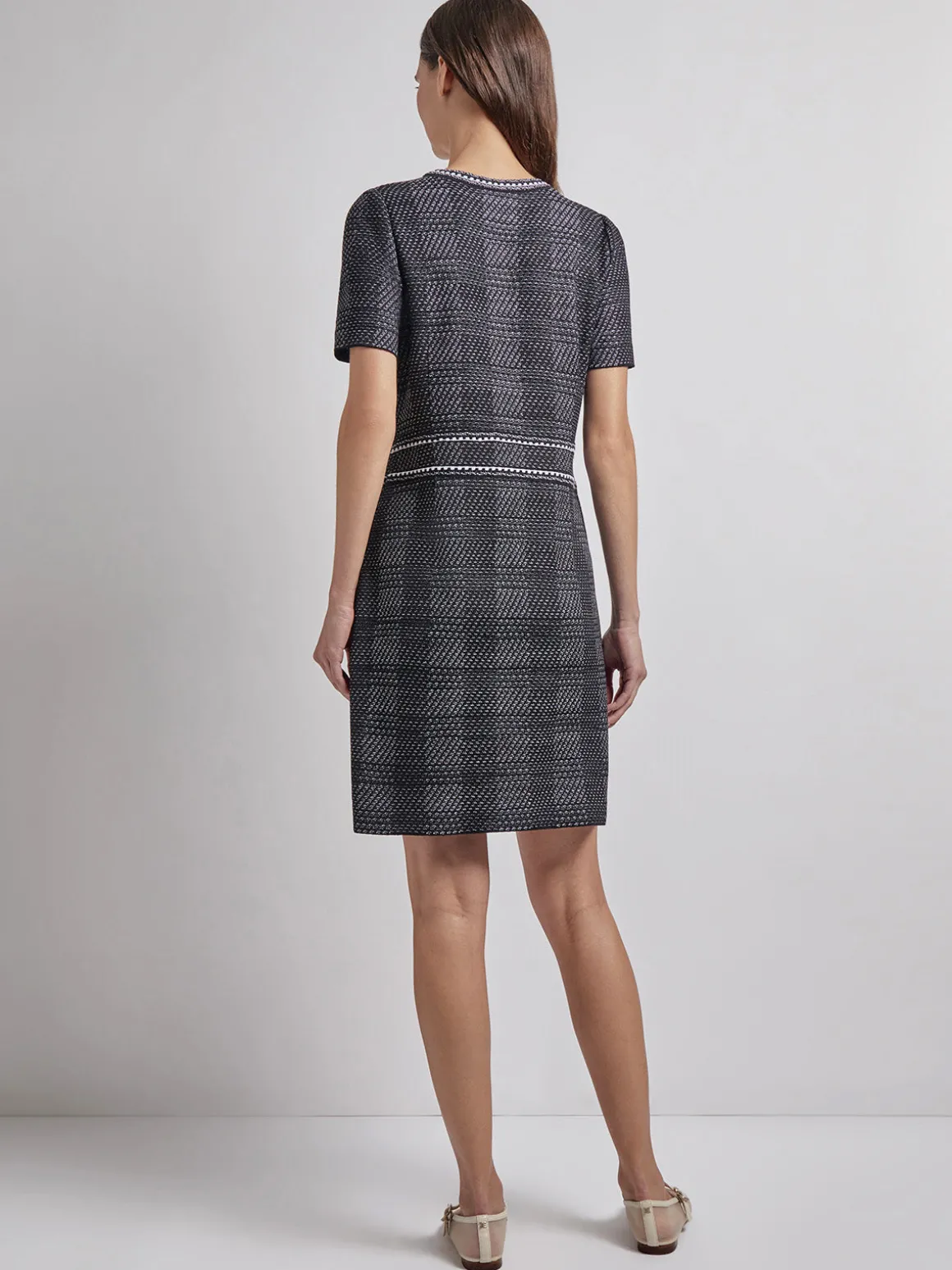 Modern Fit Bold Plaid Tweed Knit Sheath Dress