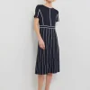 Modern Fit Contrast Stripe A-Line Soft Knit Dress