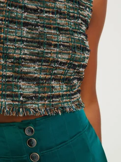 Modern Fit Cropped Tweed Knit Tank