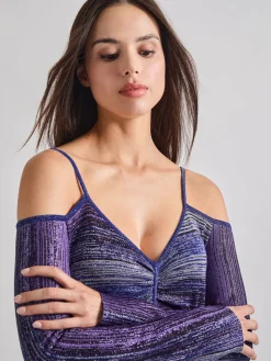Modern Fit Empire Shimmer Lurex Knit Maxi Dress