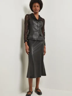 Modern Fit Lace & Vegan Leather Corset Jacket