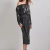 Modern Fit Sequin Novelty Woven Blouson Midi Dress