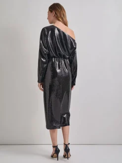 Modern Fit Sequin Novelty Woven Blouson Midi Dress