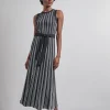 Modern Fit Sleeveless Soft Ribbed Knit Belted Maxi Dress