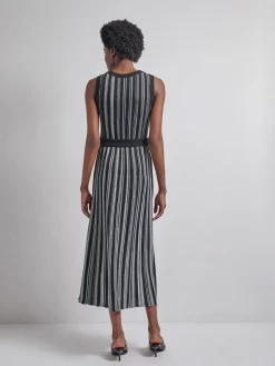 Modern Fit Sleeveless Soft Ribbed Knit Belted Maxi Dress