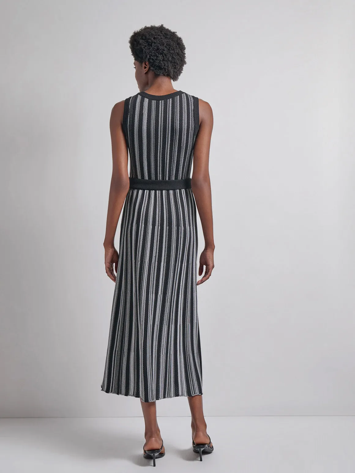 Modern Fit Sleeveless Soft Ribbed Knit Belted Maxi Dress