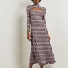 Modern Fit-and-Flare Melange Knit Cutout Maxi Dress
