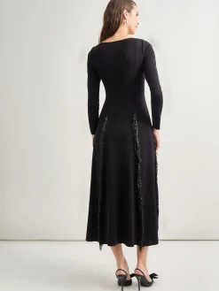 Modern Fit-and-Flare Sequin Princess Seam Knit Maxi Dress
