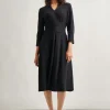 Modern Fit-and-Flare Sparkle Stretch Woven Midi Dress
