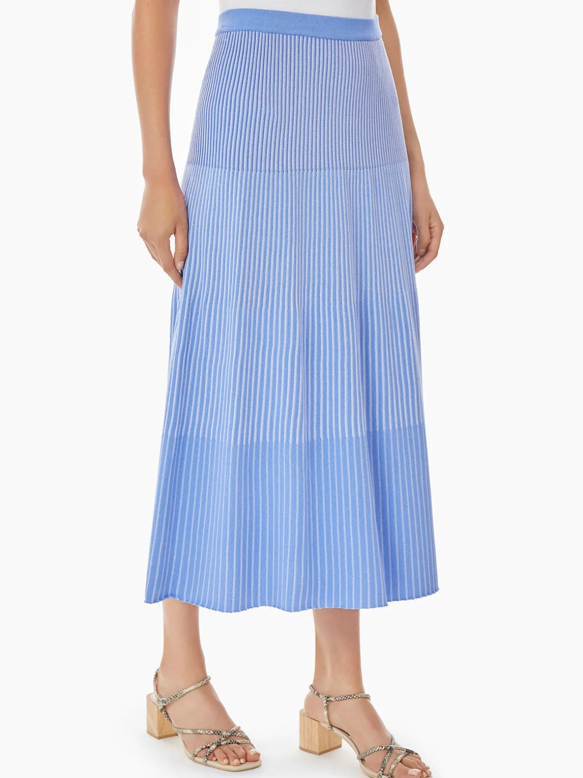 Multi-Stripe Soft Knit Midi Skirt