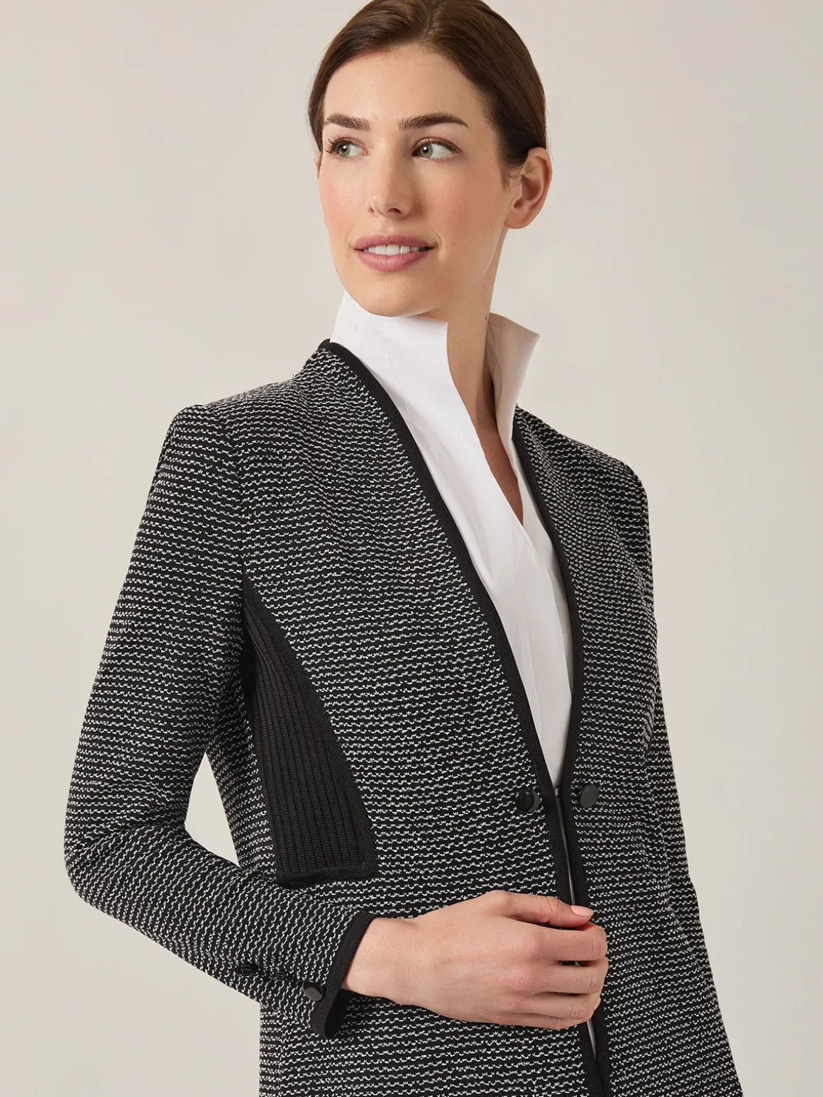 Open Neck Button Detail Blazer