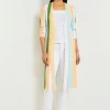 Open Neck Heritage Fit Jacket - Striped Intarsia Knit Fringe Hem