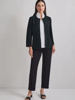 Open Neck Tonal Detail Jacket