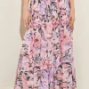Pink Pleated Skirt - Floral Maxi Skirt | Misook