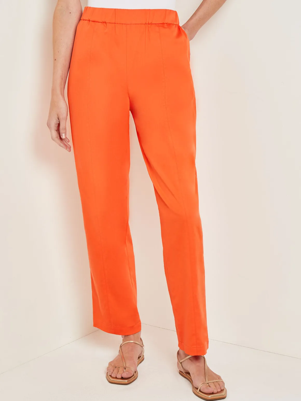Pull-On Straight Leg Pants - Cotton Blend