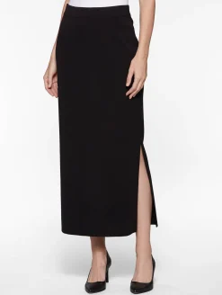 36" Straight Knit Skirt - Long Black Skirt with Slit | Misook