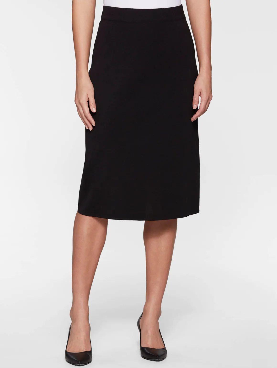 27" Straight Knit Skirt - Black Knit Pencil Skirt | Misook