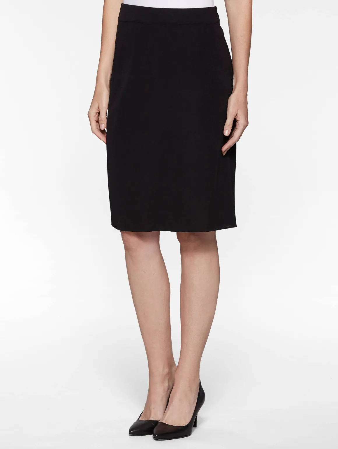 23" Straight Knit Skirt - Black Knit Pencil Skirt | Misook