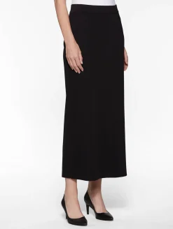 36" Straight Knit Skirt - Long Black Skirt with Slit | Misook