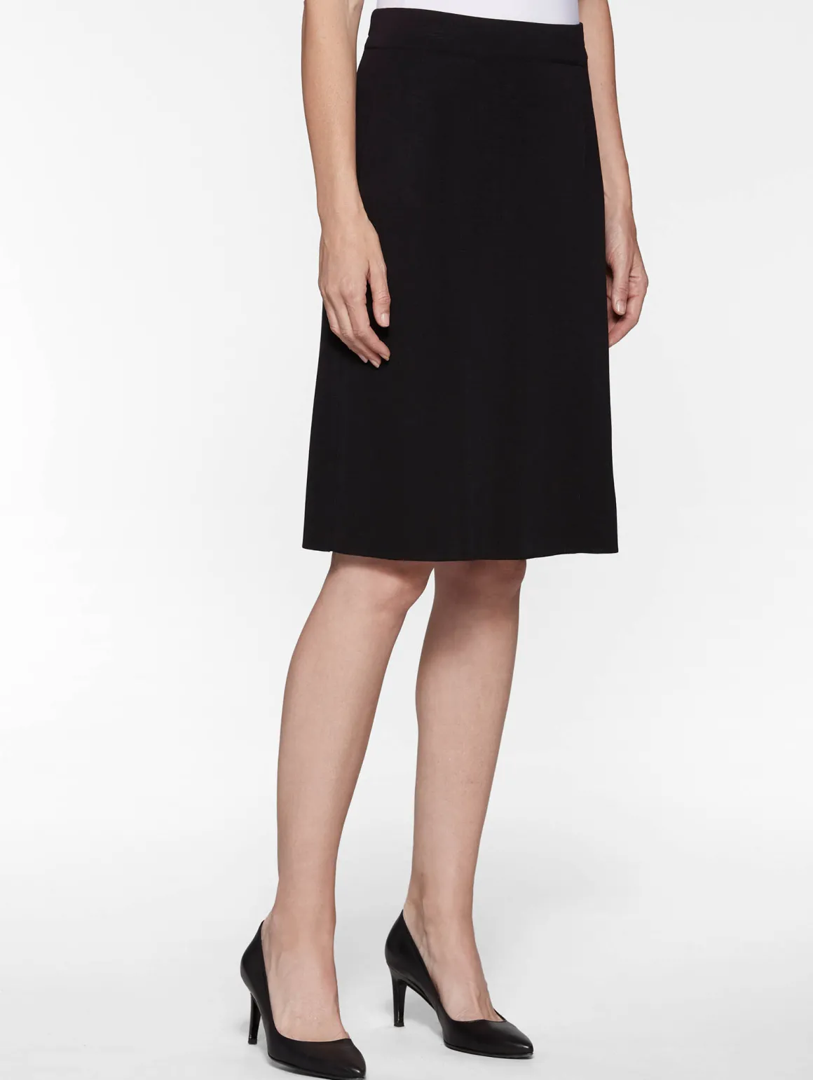 23" Straight Knit Skirt - Black Knit Pencil Skirt | Misook
