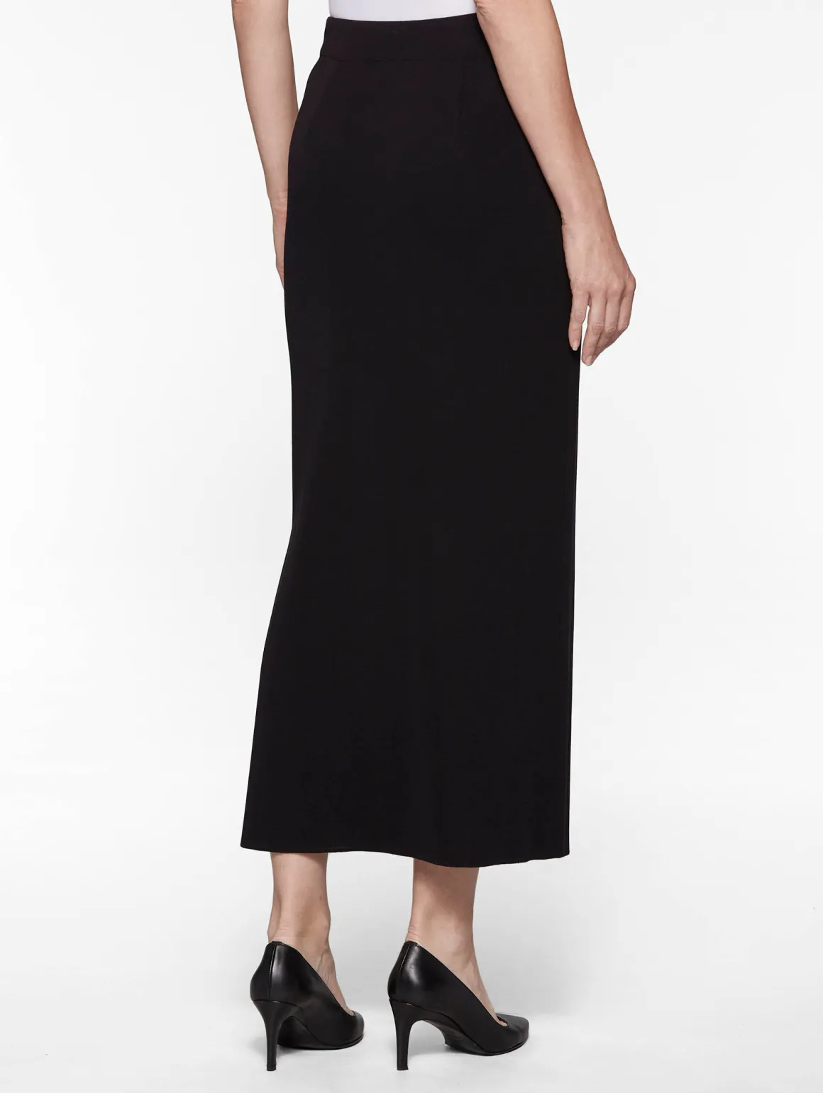 36" Straight Knit Skirt - Long Black Skirt with Slit | Misook