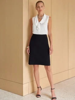 23" Straight Knit Skirt - Black Knit Pencil Skirt | Misook