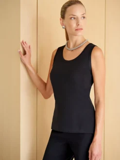 Scoop Neck Tank Top - Black Sleeveless Top | Misook