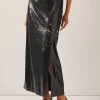 Sequin Novelty Woven Straight Maxi Skirt