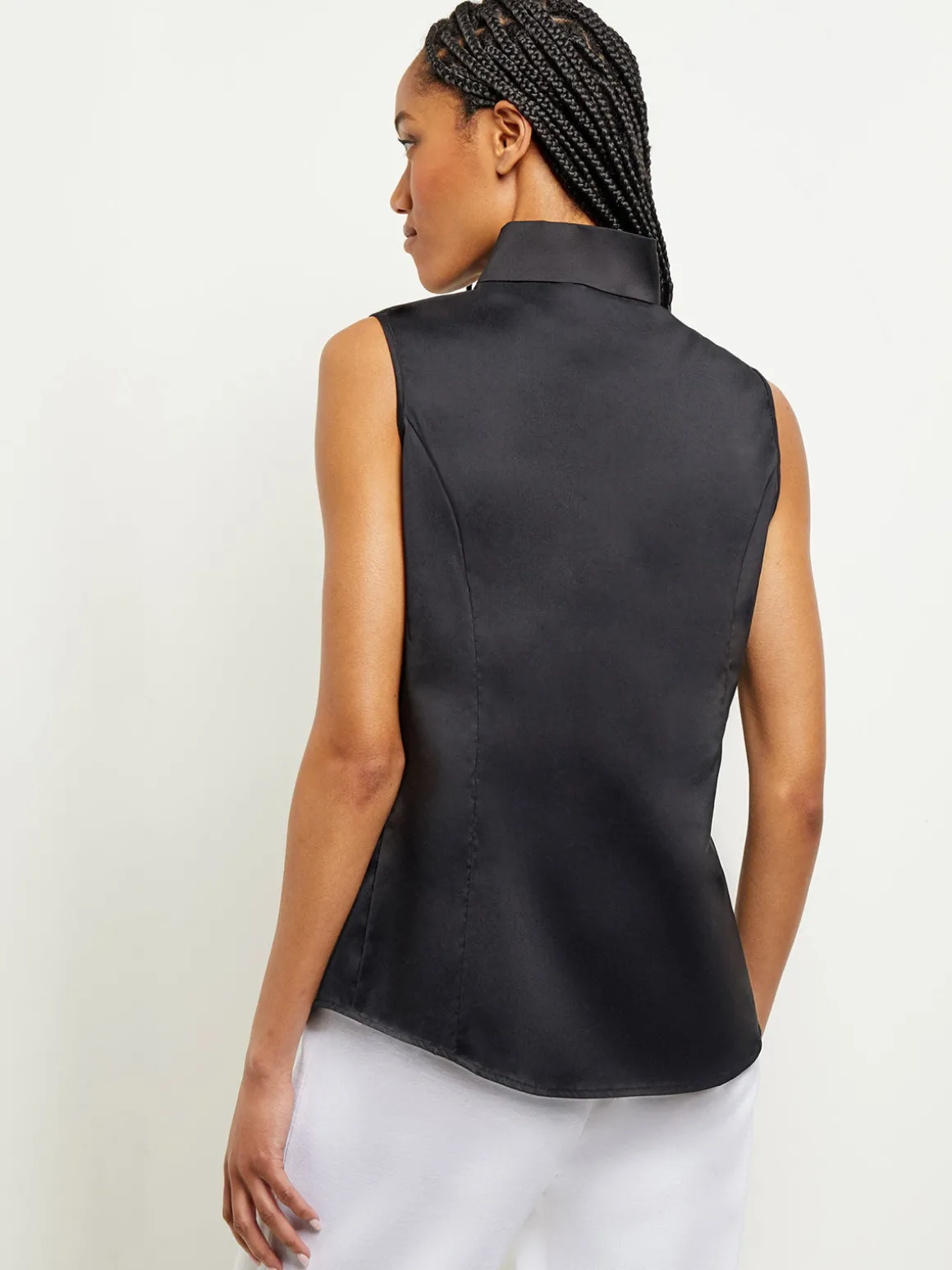 Sleeveless Stretch Cotton Blouse