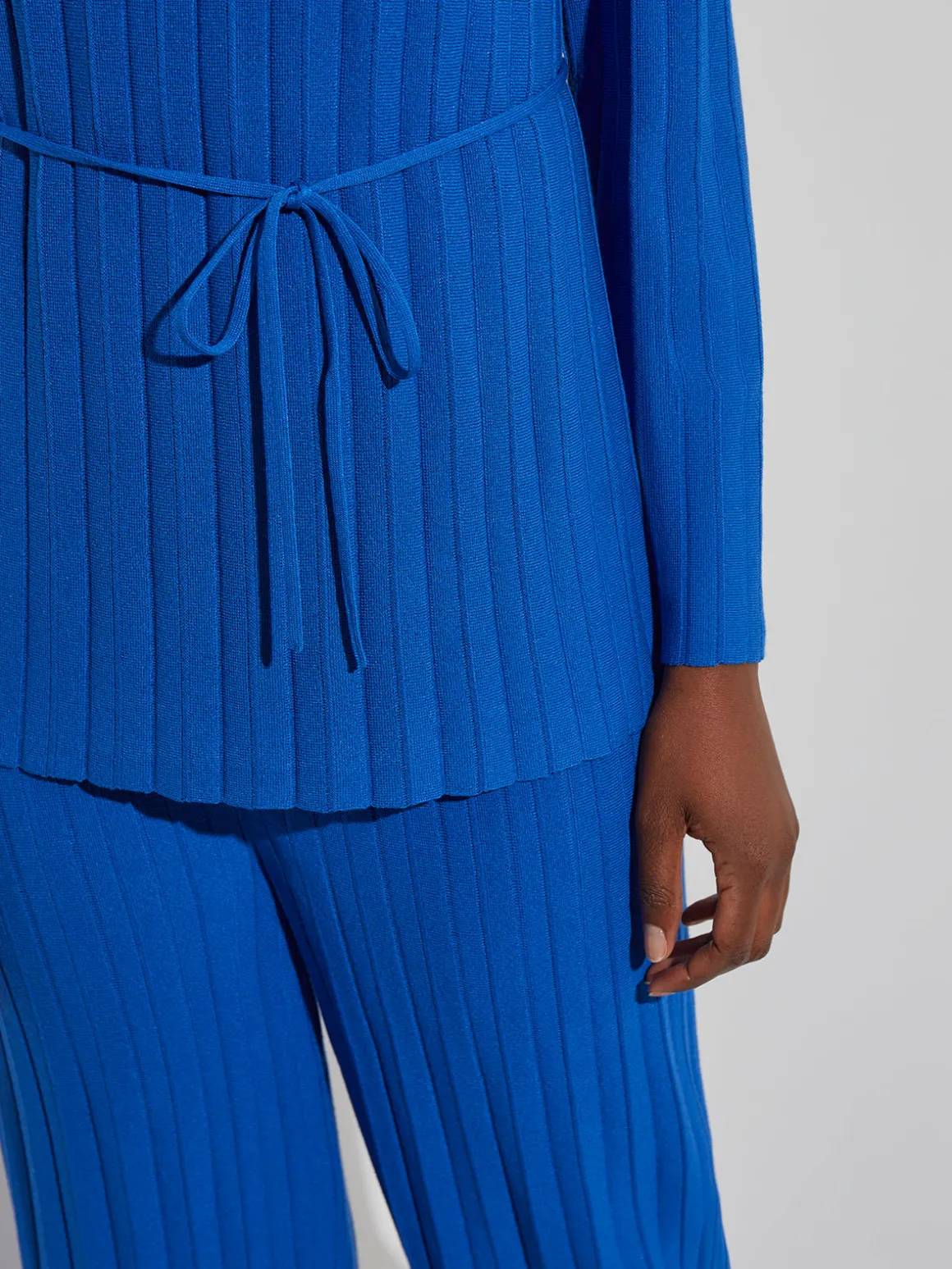 Soft Ribbed Knit Tie-Waist Tunic