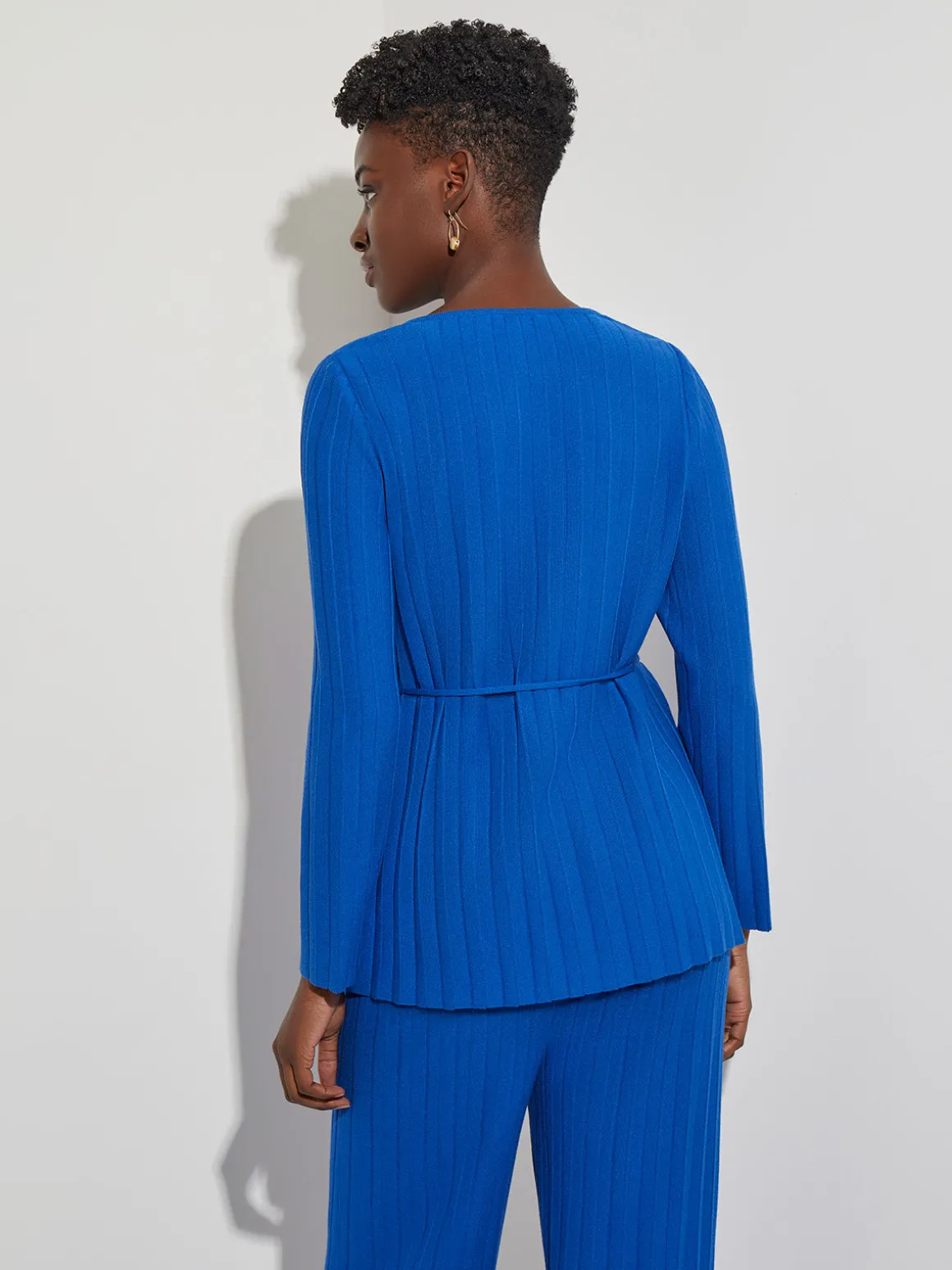 Soft Ribbed Knit Tie-Waist Tunic