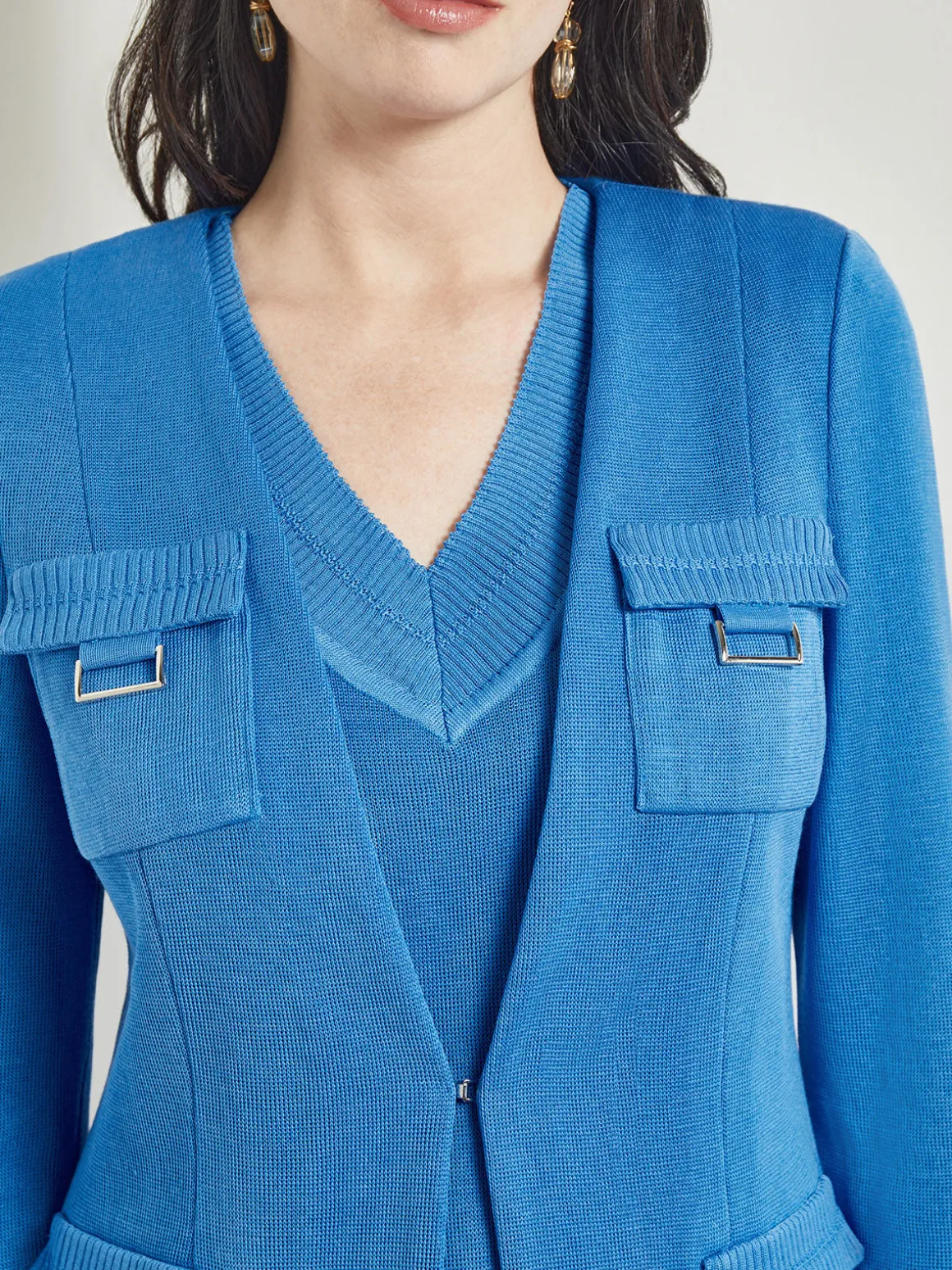 Tailored Fit Jacket - Ribbed Detail Flat Knit