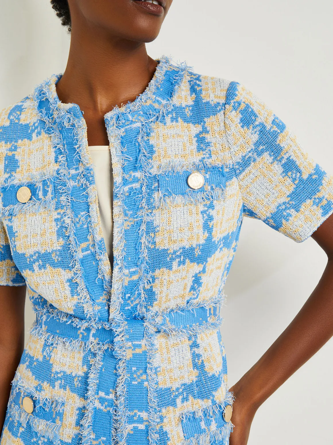 Tailored Fit Jacket - Windowpane Tweed Knit