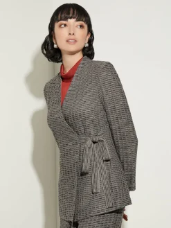 Tailored Fit Tweed Side Tie Knit Blazer