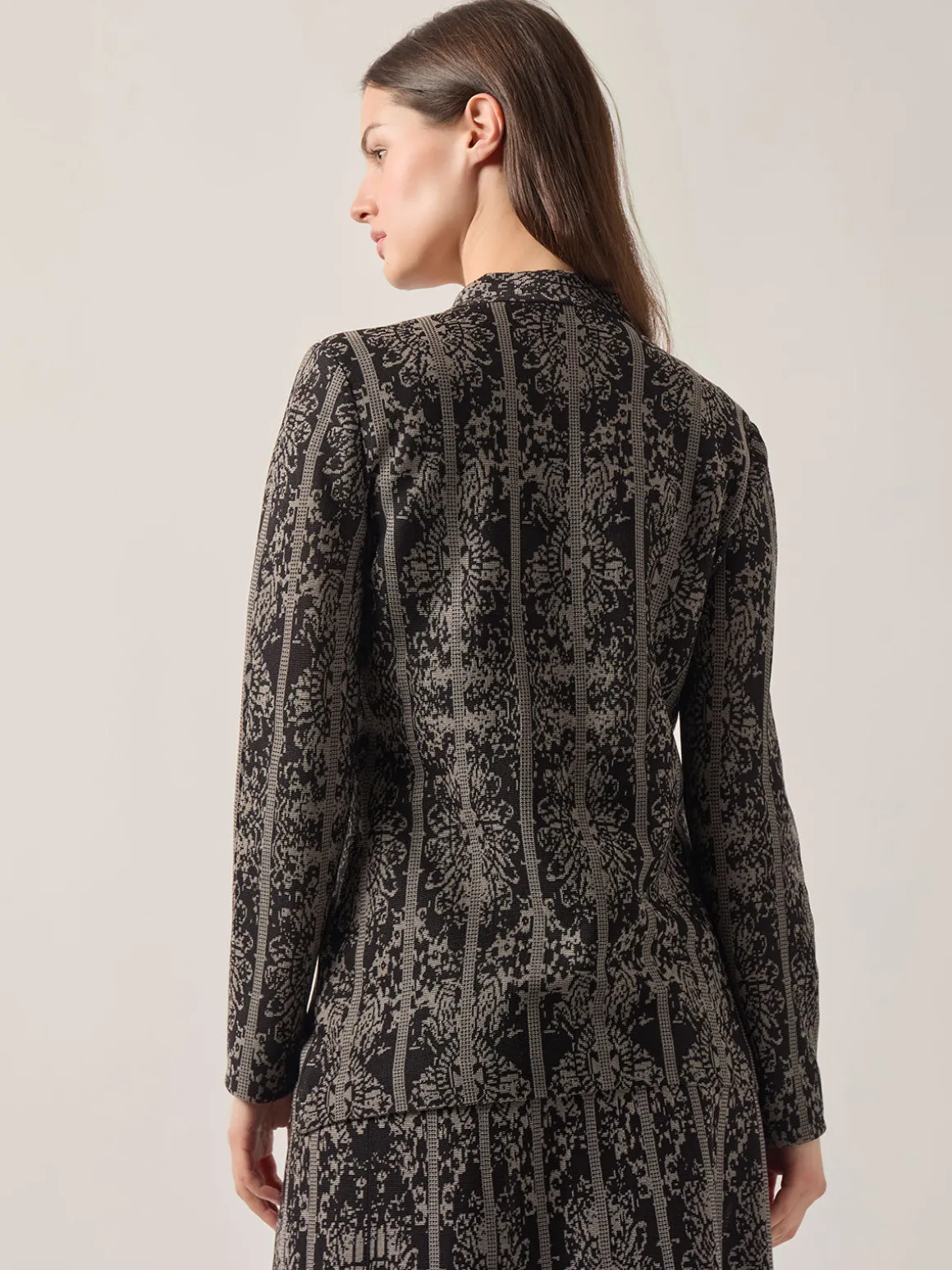 Tailored Fit Two-Tone Jacquard Knit Jacket