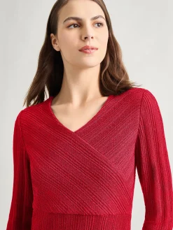 Textural Stripe Knit Midi Dress